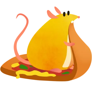 🍕 食物, 披萨, 卡通, 老鼠, 奶酪 telegram sticker
