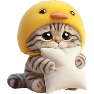 🥺 cat, kitten, cute, animal, pet, yellow, pillow, sad whatsapp sticker