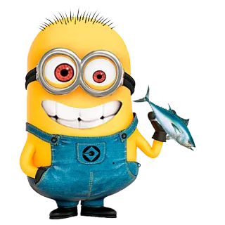 🐟 Minion Despicable Me cartoon, minion, fish, yellow telegram sticker