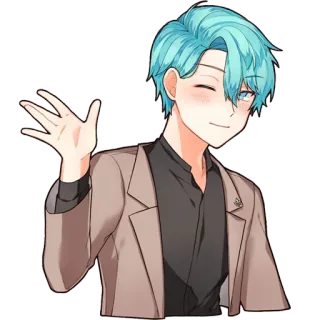✋ Anime, Cartone animato, Amichevole, Saluto, Occhiolino telegram sticker