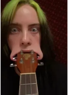 🎸 Billie Eilish ukulele, penyanyi, musisi, lucu, selebriti, potret telegram sticker