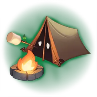 ⛺ campeggio, tenda, falò, marshmallow, outdoor, avventura, natura telegram sticker