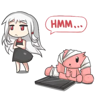 🤔 HMM... anime, bunny, character, sad, injured telegram sticker