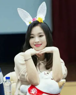 💝 tai thỏ, phụ nữ, châu Á, cười, chân dung telegram sticker