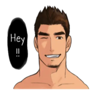😏 Hey !! man, anime, winking, friendly, greeting telegram sticker