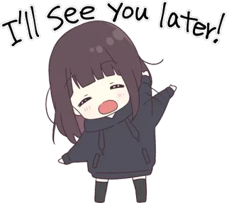 👋 I'll see you later! Anime, Cartoon, Meisje, Groet, Tot ziens telegram sticker