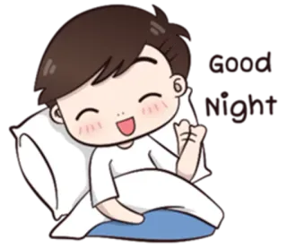 🌙 Good Night boa noite, dormir, desenho animado, menino telegram sticker