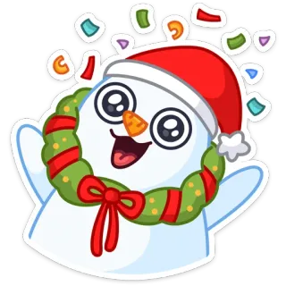 🥳 Muñeco de nieve, Invierno, Fiesta, Navidad, Lindo, Festivo, Dibujos animados, Celebración whatsapp sticker