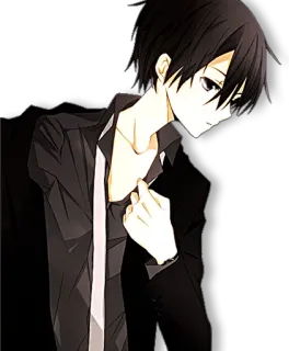 😒 anime, character, black hair, male, teen telegram sticker