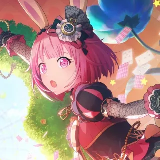 🎊 Garota anime, Cabelo rosa, Orelhas de coelho, Alice no País das Maravilhas, Personagem, Fofo, Ilustração telegram sticker