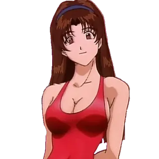 🙃 anime, girl, red, swimsuit telegram sticker