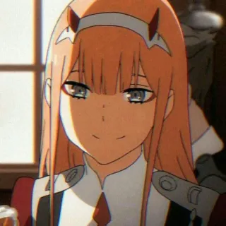 🙂 Zero Two Darling in the Franxx Anime, Dziewczyna, Rogi, Słodkie, Animacja telegram sticker