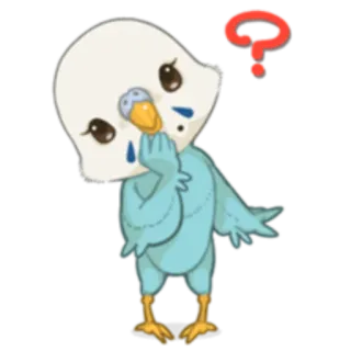 ❓ птица, милый, вопрос, грустный, мультфильм, кавай telegram sticker