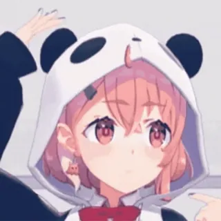 🐼 Anime, Panda, Kawaii, Schattig, Meisje, Roze haar telegram sticker