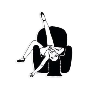 😙 mujer, silla, relajante, pose, femenina, reclinada, ocio telegram sticker