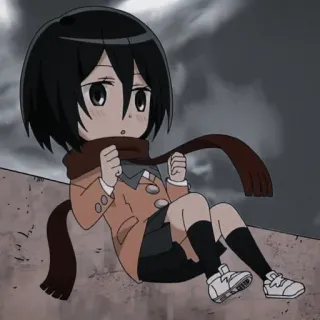 🧣 Mikasa Ackerman Attack on Titan 动漫, 漫画, Q版, 角色, 围巾, 三笠, 进击的巨人 telegram sticker