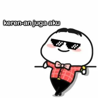 🌔 keren-an juga aku Cartoon, Figur, Stylisch, Brille, Fliege, Rot, Karo telegram sticker