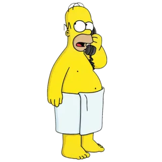 😊 Homer Simpson The Simpsons Homer Simpson, kartun, The Simpsons, handuk, telepon, kuning telegram sticker