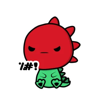 🤬 !/# dinosaurier, cartoon, wütend, fluchen, rot, grün telegram sticker