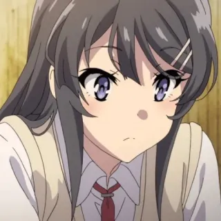 🪁 Mai Sakurajima Rascal Does Not Dream of Bunny Girl Senpai Anime, Bunny girl, Écolière, Sérieux, Sakurajima telegram sticker