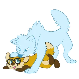 ☺️ furry, animal, dog, fox, cartoon, playful telegram sticker