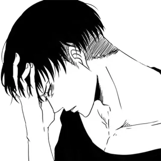 😒 Anime, Manga, Man, Verdrietig, Emotioneel, Zwart-wit, Personage whatsapp sticker