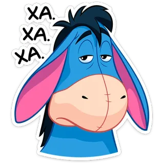 😕 Eeyore Winnie the Pooh XA. XA. XA. dessin animé, âne, triste, Bourriquet, Winnie l'ourson whatsapp sticker