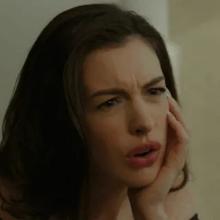 〰 anne hathaway, в замешательстве, лицо, выражение лица, портрет whatsapp sticker