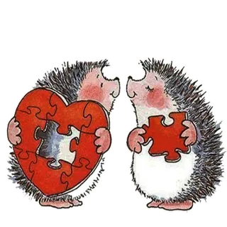 💘 hérissons, puzzle, cœur, amour, amitié, mignon telegram sticker