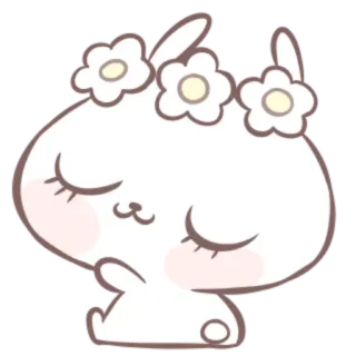 🍒 conejo, lindo, flores, pegatina, dibujos animados, kawaii, tierno telegram sticker
