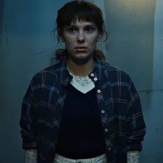 😐 Eleven Stranger Things Onze, Stranger Things, Millie Bobby Brown, Personagem, Série telegram sticker