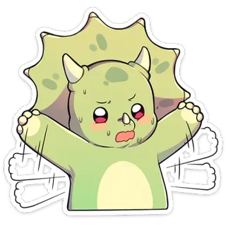 ⭐ dinosaure, tricératops, dessin animé, mignon, kawaii, autocollant telegram sticker