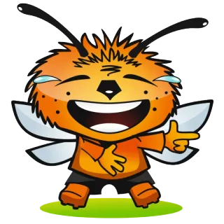 😂 abeja, dibujos animados, insecto, divertido, emoji, señalando telegram sticker