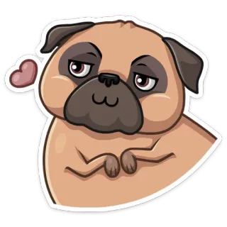 ❤ dog, pug, animal, cute, sticker, cartoon telegram sticker