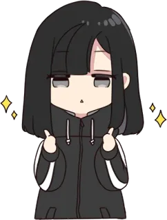 👣 치비, 애니메이션 스타일, 귀여운, 반짝이, 소녀, 만화 telegram sticker