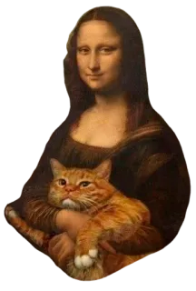 😺 Mona Lisa Mona Lisa, cat, painting, renaissance, art telegram sticker