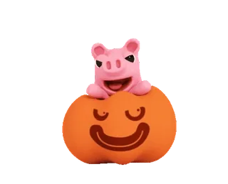 🎃 หมู, ฟักทอง, ของเล่น, ตลก, น่ารัก, ฮาโลวีน, ฤดูใบไม้ร่วง telegram sticker