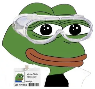 😌 Pepe the Frog Meme State University
Feelsologist
SAD PEPE M.D. Pepe, o Sapo, Meme, Sentimentos, Doutor, Triste, Óculos, Universidade telegram sticker