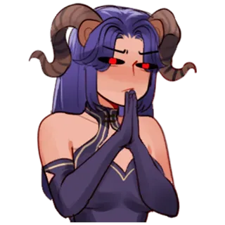 🙏 demonio, diablo, anime, personaje, cuernos, lindo, dibujos animados telegram sticker