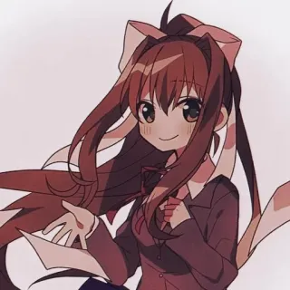 📄 Monika Doki Doki Literature Club! Anime, Personnage, Jeu, Mignon, Fille, Nœud, Ruban telegram sticker