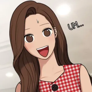 🛍 UM... Frau, Mädchen, Cartoon, Ähm, Ausdruck telegram sticker