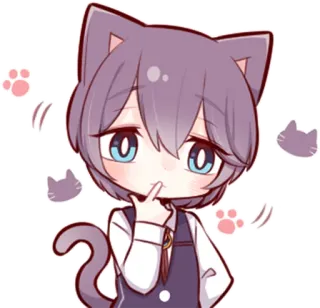 🤔 chat, chibi, anime, mignon, kawaii, oreilles de chat telegram sticker