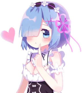 ❤ Rem anime, cute, cartoon, maid, kawaii, chibi telegram sticker