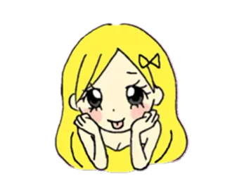 😛 Anime, Mädchen, Gelb, Süß, Kawaii telegram sticker