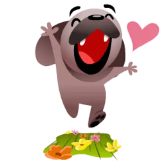 ❤ cachorro, pug, coração, fofo, animal, flores telegram sticker