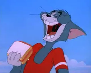 😆 Tom Cat Tom and Jerry cartoon, cat, sandwich, food telegram sticker