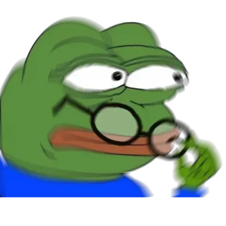👀 Pepe the Frog żaba, pepe, okulary, myślenie, mem, internet telegram sticker