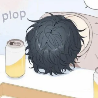 🦢 plop sleepy, exhausted, anime, cartoon, drink, can telegram sticker