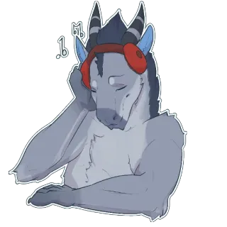 🔊 Ouvindo, Música, Fones de ouvido, Animal, Peludo, Relaxando, Relaxado telegram sticker