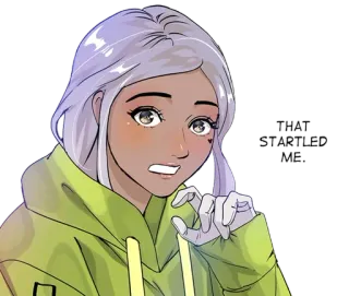 😳 THAT SCARED ME dziewczyna anime, bluza z kapturem, przestraszony/a, to mnie przestraszyło telegram sticker